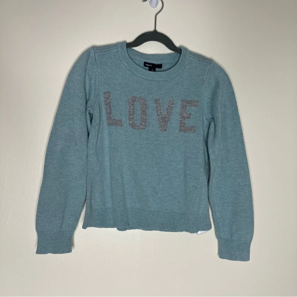 Gap Kids girls light blue LOVE sweater L 10